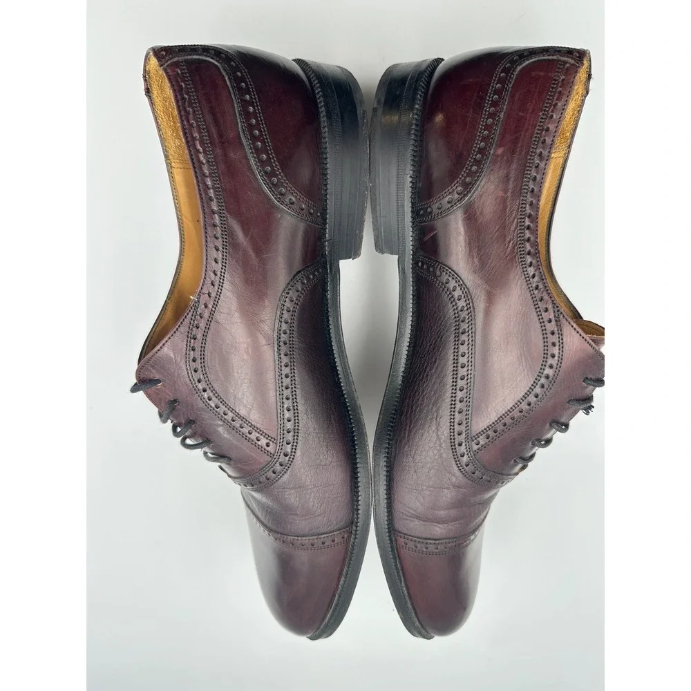Mezlan Florence Oxford Derby Dress Shoes Mens 10‎ Brown Leather Brogue Cap Toe